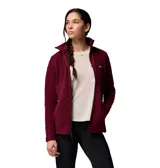 Campera polar Columbia con cierre frontal completo, cuello alto y bolsillos laterales con cierre. Presenta un diseño entallado y logo de la marca en el pecho.