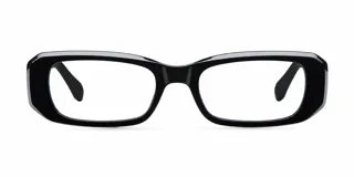 Lentes con protección de luz azul y UV400, con montura rectangular de color negro y lentes transparentes.
