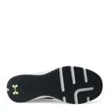 Championes de entrenamiento Under Armour Charged Engage 2, color negro con detalles en gris y verde lima. Presentan un diseño de malla transpirable con refuerzos laterales y suela de goma con amortiguación Charged Cushioning.