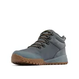 Bota de senderismo Columbia modelo Fairbanks Mid, color gris grafito. Confeccionada con parte superior textil impermeable, cuello y talón de gamuza, puntera reforzada, entresuela amortiguada y suela de caucho con tracción.