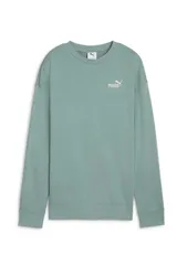 Buzo Puma de cuello redondo color verde, con diseño relaxed y el logo de la marca bordado en blanco en el pecho.