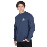 Buzo azul de algodón y poliéster con cuello redondo, mangas largas y puños y cintura acanalados. Estampado circular en el pecho con el logo de Maui and Sons y la leyenda "The Original Retro Surf Co.".