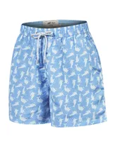 Short de baño celeste de RKF con estampado de focas blancas, cintura elástica con cordón ajustable y bolsillos.