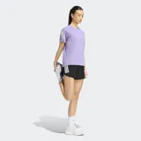 Remera de running Adidas modelo Adi365 Climacool de color lila, con cuello redondo y mangas cortas adornadas con las tres tiras blancas características de la marca. Incluye el logo de Adidas en el pecho en color blanco y tecnología Climacool para absorción del sudor.