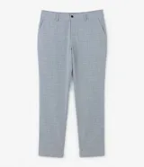 Pantalón de vestir gris con estampado a cuadros, corte slim fit, con bolsillos laterales y traseros.