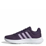 Championes Adidas Lite Racer 4.0, color violeta oscuro con las tres tiras laterales en lila claro y entresuela blanca con tecnología Cloudfoam.