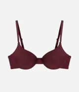Soutien push-up de microfibra color marrón, con copas moldeadas y tirantes ajustables.
