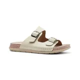 Sandalias casuales Korium Confort Frey, color negro, con dos tiras ajustables con hebilla y plantilla de cuero.