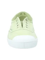 Zapatilla española ligera y fresca de algodón orgánico color verde, con puntera reforzada y suela de caucho natural.