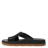 Sandalias tipo slide de la marca Zaxy, con capellada de diseño ergonómico en color negro, plantilla anatómica y suela de goma en tono marrón.