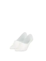 Pack de dos pares de medias tobilleras blancas de algodón, poliamida y elastano, con logo de Tommy Hilfiger bordado en el talón.
