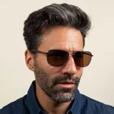 Lentes de sol Serengeti modelo Spello 8799, de aviador con montura metálica color plomo y lentes polarizadas color marrón.