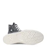 Championes Converse Chuck 70 Hi unisex, de caña alta, color negro con textura brillante y detalles plateados.