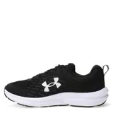 Championes de running Under Armour modelo Charged Assert 10, color azul oscuro con detalles en blanco. Presentan capellada de malla transpirable con refuerzos sintéticos, cierre con cordones y suela con tecnología de amortiguación.