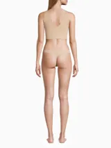 Colaless color beige de microfibra suave con bordes cortados a láser y cintura de tiro medio con logo de Calvin Klein estampado.