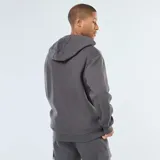 Buzo gris con capucha y cierre frontal, de punto piqué.