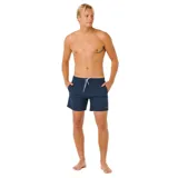Short de baño Rip Curl Offset Daily de 16", color azul marino, con cintura elástica, cordón ajustable blanco y gris, bolsillos laterales y etiqueta con el logo de la marca en el dobladillo.
