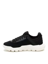Sneakers Caterpillar modelo Hex Lite Qt, color negro con suela chunky blanca, confeccionadas en gamuza con detalles sintéticos y cordones negros.