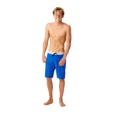 Short de baño Rip Curl Mirage Core, de color azul con cintura gris y cordón de ajuste negro. Cuenta con un bolsillo lateral con cierre.