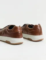 Championes urbanos Freeway modelo Soul 01, color marrón, confeccionados en cuero con cordones al tono y suela de goma blanca con base antideslizante.