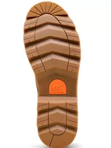 Bota Sorel modelo Revel Rd Boot Lace, confeccionada en cuero impermeable color marrón con costuras selladas. Presenta cordones al tono, detalles metálicos en los ojales superiores y suela de caucho EVERTREAD™ moldeada con plataforma dentada.