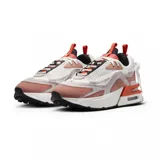 Championes Nike Air Max Furyosa con diseño técnico y vanguardista. Presentan una combinación de malla transpirable y paneles superpuestos en tonos gris, negro y blanco. Destacan por su sistema de doble unidad Air Max visible en la entresuela, cordones decorativos y una estructura robusta con suela de goma dentada.