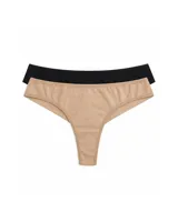 Pack de dos bombachas tipo colaless de algodón, una en color negro y otra en color beige, con diseño liso y clásico.