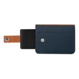 Billetera tarjetero Cabaia con diseño Tour Eiffel, color azul y marrón. Tiene apertura desplegable, capacidad para 8 tarjetas, cierre magnético y tejido repelente al agua.