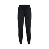 Pantalon deportivo Under Armour de corte ajustado, color negro, con cintura elástica con cordón de ajuste, bolsillos laterales y puños elásticos en los tobillos. Presenta el logo de la marca en la pierna derecha.