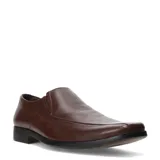 Zapato de vestir tipo mocasín Lombardino, color marrón, con diseño de punta cuadrada y elásticos laterales para un calce cómodo.