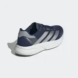 Championes de running Adidas Duramo Speed 2, color azul con detalles plateados y suela blanca.