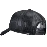 Gorro tipo trucker negro con panel frontal de espuma, visera curva con costuras pespunteadas y paneles traseros de red. Cuenta con el logotipo bordado en relieve con la inscripción "Lost Surfboards" en el frente.