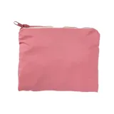 Bolso bandolera tipo hobo color rosa, con correa de hombro ajustable con aro metálico plateado.
