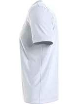 Remera Calvin Klein de manga corta y cuello redondo, color blanco, con logotipo de la marca impreso en el pecho con efecto degradado de líneas.