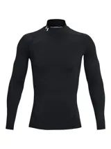 Remera térmica de compresión Under Armour modelo HG ARMR Comp Mock LS, color negro, de manga larga y cuello alto con el logo de la marca estampado en blanco. Confeccionada en tejido técnico con paneles de malla para ventilación.
