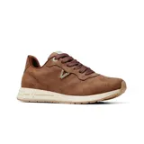 Champion deportivo Via Marte modelo Farah, color crema con detalles en dorado en el talón y logo lateral con aplique de piedras brillantes. Presenta cordones gruesos y suela de goma en tono contrastante.