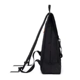 Mochila negra de poliéster con diseño minimalista y compartimento acolchado para portátiles de hasta 15,6".
