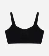 Soutien modelo top, hecho en microfibra color verde agua. Prenda sin relleno, con aro, sin costura y con textura acanalada.