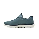 Championes deportivos Skechers Summits Corlen de color azul, con diseño sin cordones tradicionales y entresuela ligera blanca.