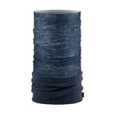 Cuello multifuncional Buff modelo Polar Katic, con diseño de tejido técnico estampado en tonos azules en la parte superior y base de forro polar liso en color azul oscuro.