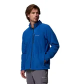 Campera polar de microfibra con cierre frontal completo, cuello alto, bolsillos laterales con cierre y un bolsillo vertical en el pecho con cierre y logo de la marca bordado.