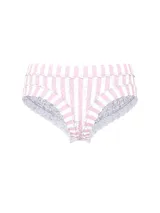 Bombacha cheeky de tiro bajo confeccionada en encaje elastizado con estampado de rayas y diseño floral.