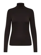 Top de manga larga con cuello alto y ajuste regular, confeccionado en tejido de punto suave con acabado melange.