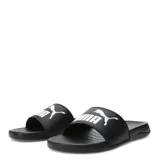 Sandalias tipo ojota Puma modelo Popcat 20, color negro con el logo de la marca estampado en blanco sobre la banda superior.