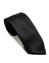 Corbata de seda azul marino con estampado paisley en tonos rosados y blancos.