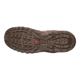 Championes Salomon modelo ACS Pro Red Ashes, en tonos marrón y terracota, con diseño técnico de senderismo, malla transpirable, estructura de jaula sintética y suela dentada.