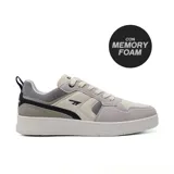 Championes urbanos Hi-Tec Marlon, color gris y blanco, con detalles en azul marino. Capellada de cuero sintético y tela, con suela de goma y plantilla con tecnología Memory Foam.