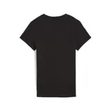 Remera de algodón negra con cuello redondo, mangas cortas y logo de la marca estampado en blanco en el pecho.