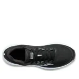 Championes Saucony Cohesion 16 para hombre, color negro con detalles plateados y suela blanca.