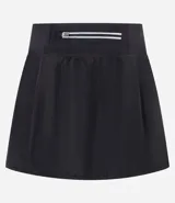 Short pollera deportiva negro con cintura elástica, bolsillo funcional y recorte lateral en red.